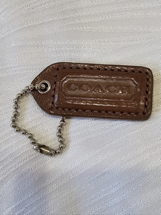 Coach Accessories - Coach Brown Leather Logo Tag with Silver Ball Chain
